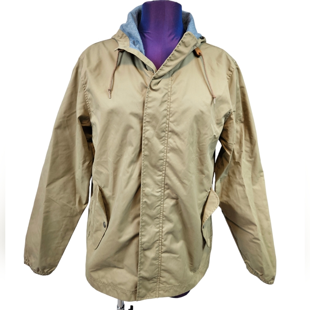 Woolrich Khaki Hooded Lightweight Rain Coat Size Small Men's I55